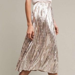 NWT - Anthropologie Liquid Silver Full Skirt